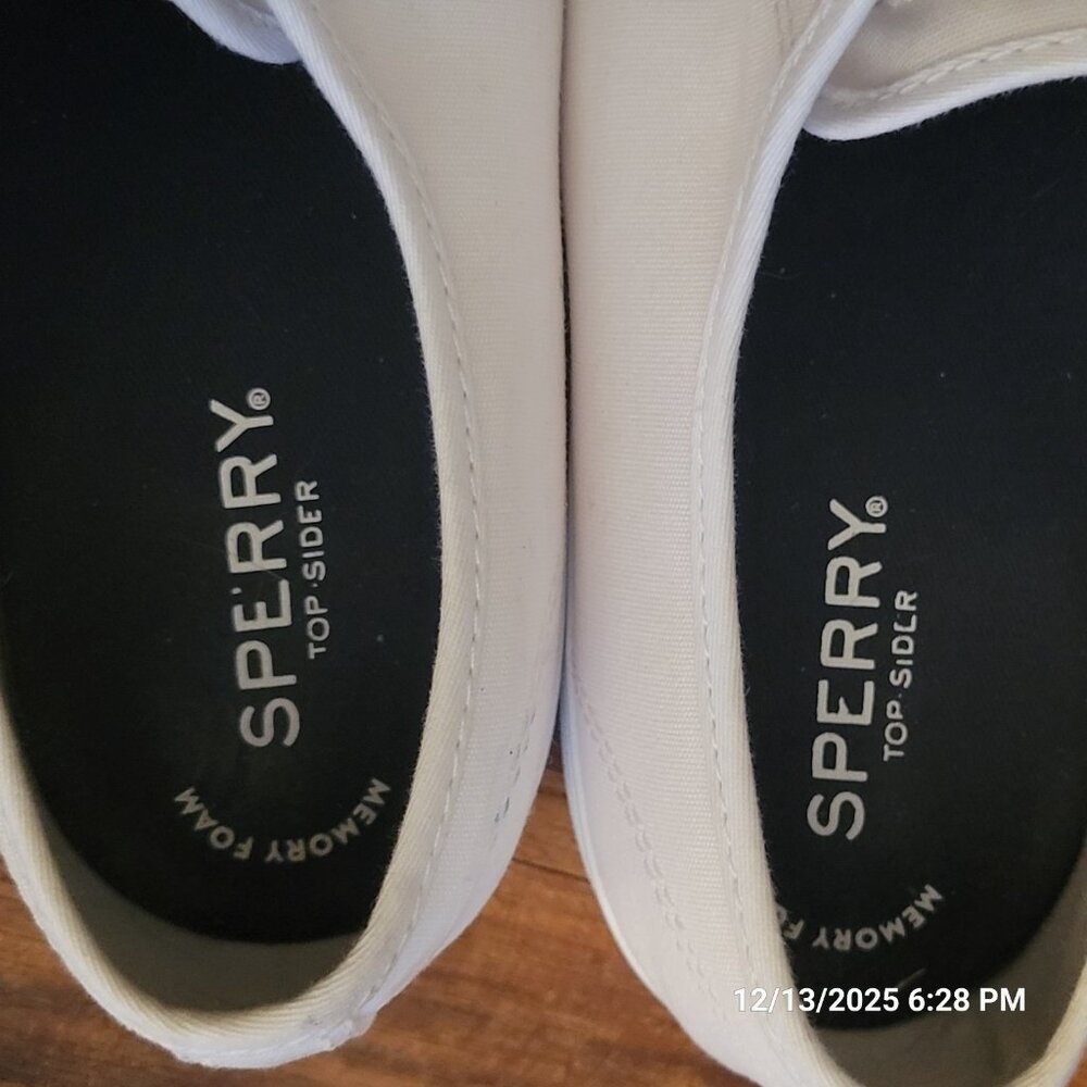 Sperry Shoes Womens 11 M Casual Platform Sneakers STS81828 White Fabric Low Top - Picture 6 of 11